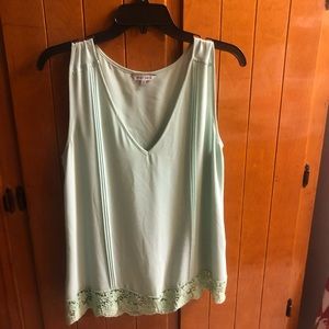 Mint Green Naked Zebra Blouse Tank with lace